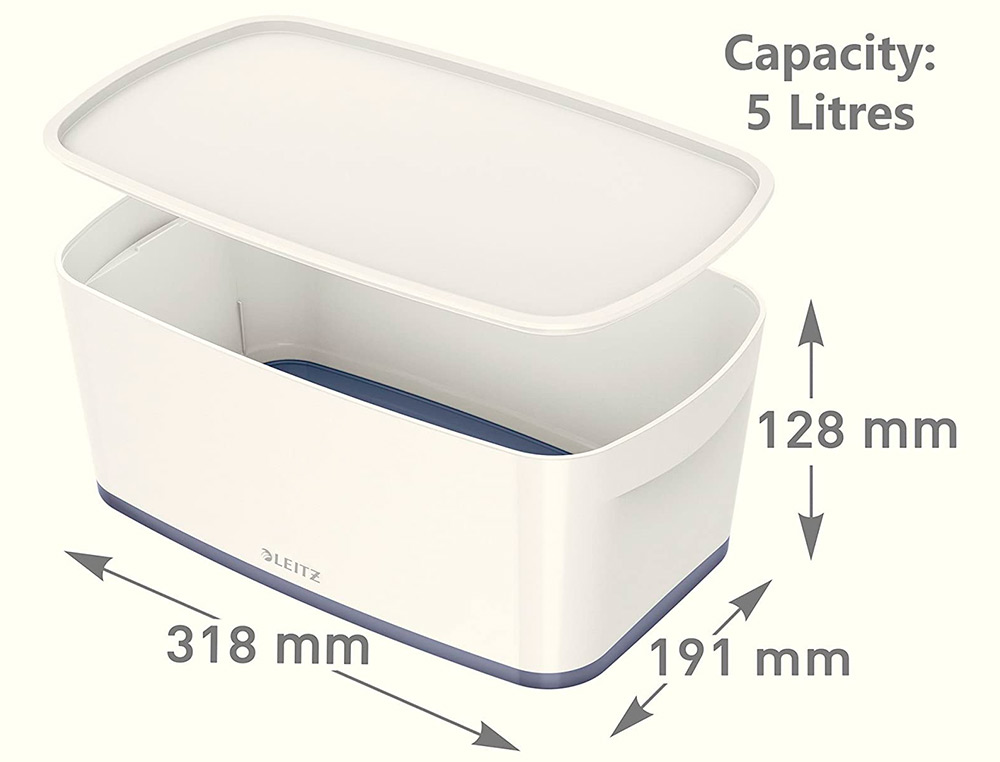 BAC RANGEMENT LEITZ MYBOX FORMAT A5 5L 318X128X3191MM   BLANC GRIS
