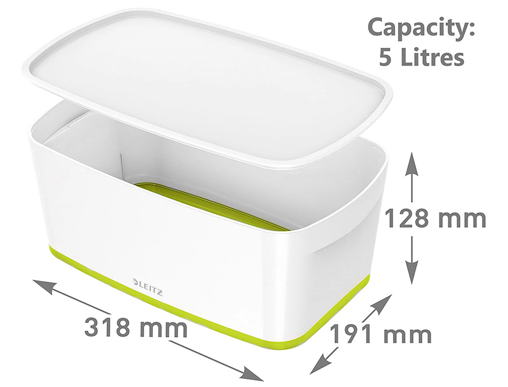 BAC RANGEMENT LEITZ MYBOX FORMAT A5 5L 318X128X3191MM   BLANC VERT