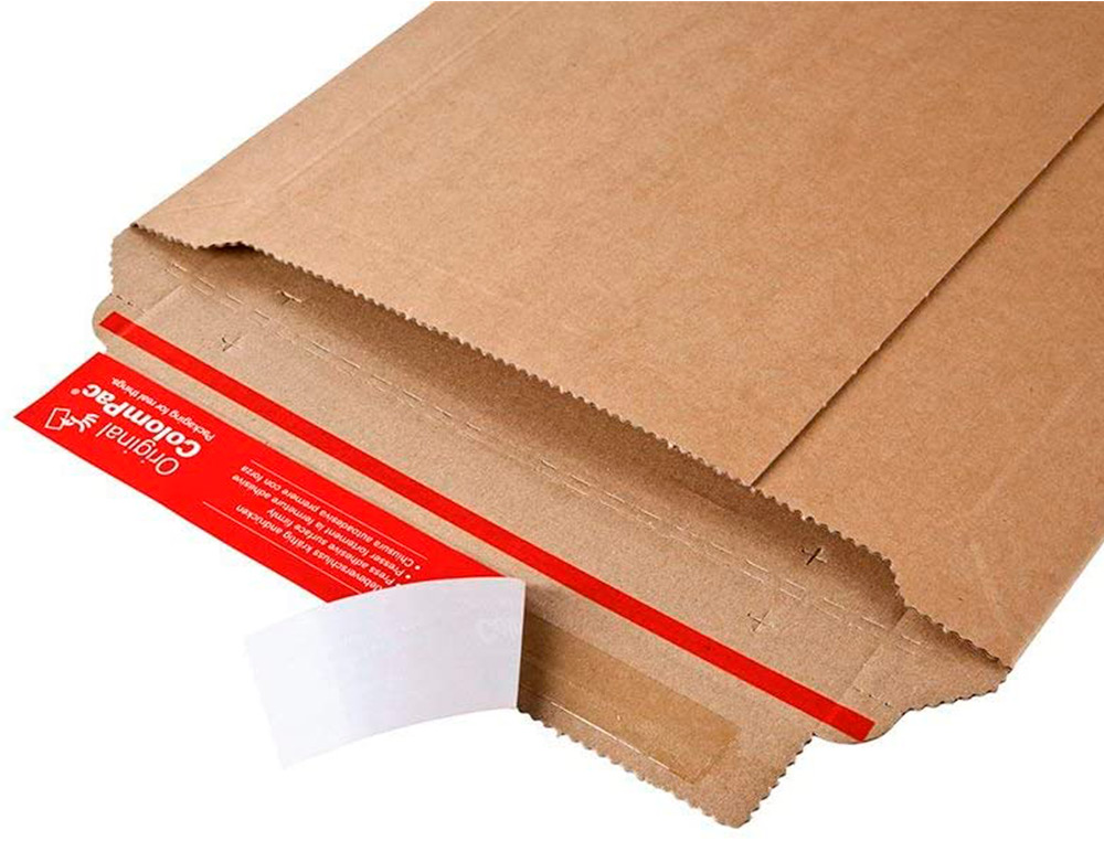 POCHETTE EXPEDITION COLOMPAC CARTON ONDULE BANDE ADHESIVE  215X300X50MM