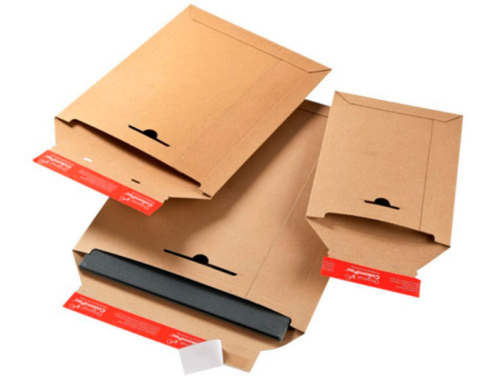 POCHETTE EXPEDITION COLOMPAC CARTON RIGIDE BRUN BANDE      ADHESIVE 245X345X30MM