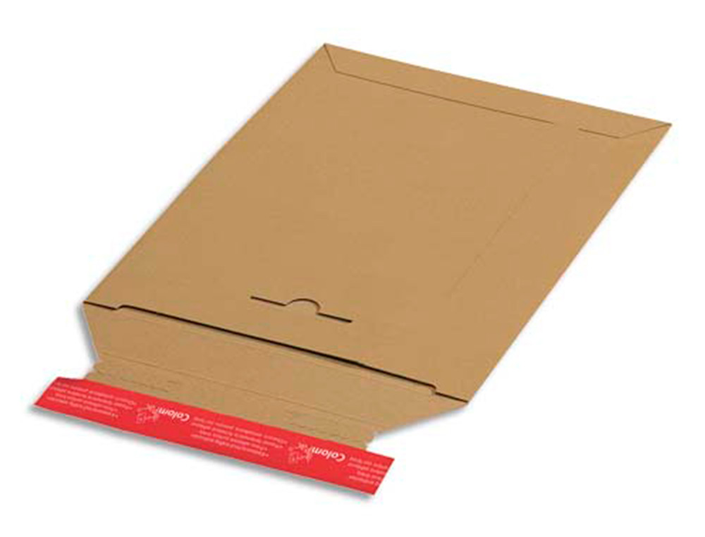 POCHETTE EXPEDITION COLOMPAC CARTON RIGIDE BRUN BANDE      ADHESIVE 310X345X30MM