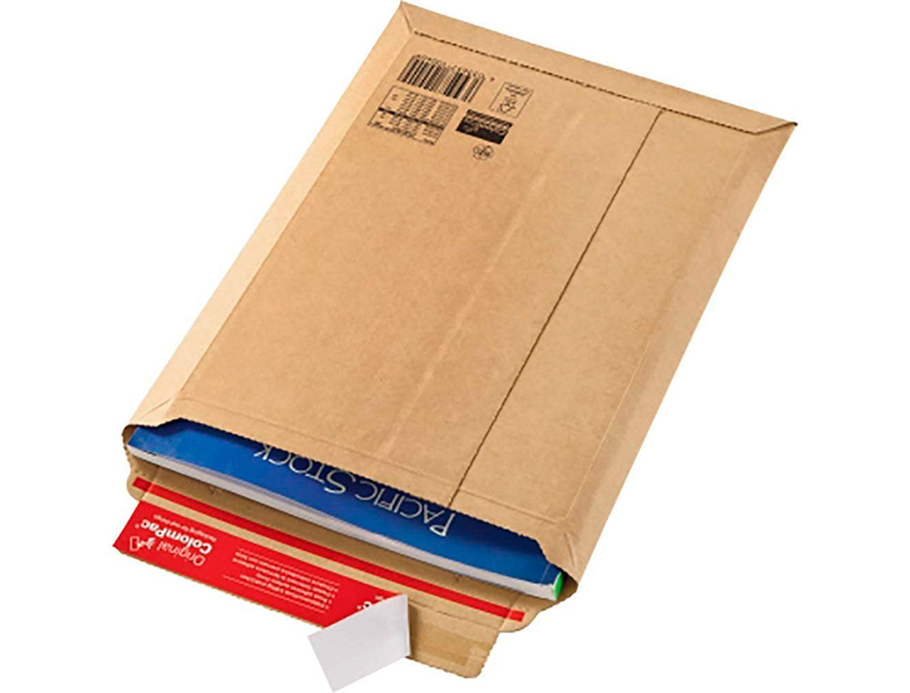 POCHETTE EXPEDITION COLOMPAC CARTON RIGIDE BLANC BANDE     ADHESIVE 245X345X30