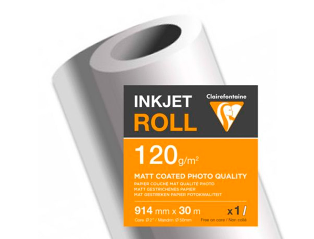 PAPIER CLAIREFONTAINE COUCHE MAT LARGEUR 30MX914MM 120G    APPLICATION JET D'ENCRE       QUALITE PHOTO BOBINE