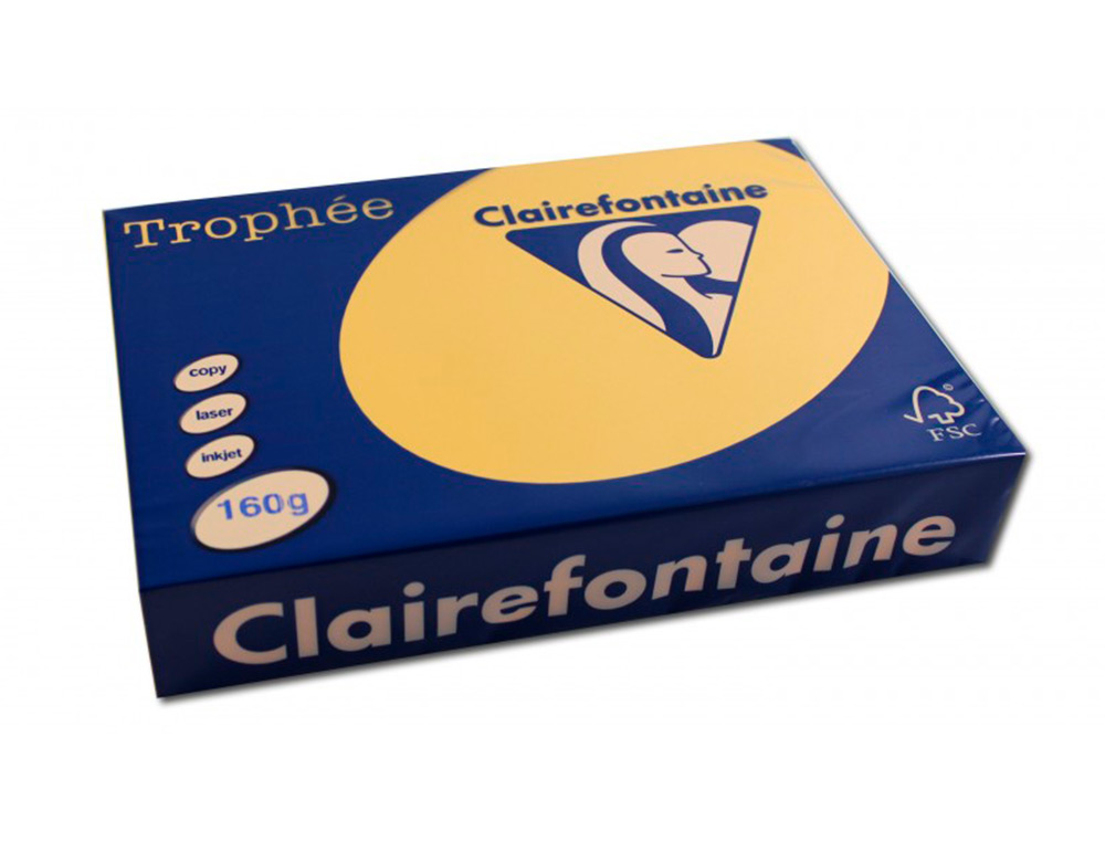 PAPIER CLAIREFONTAINE MULTIFONCTION COULEUR TROPHE A4 160G/M2BOUTON D'OR PARFAITE OPACITE PAQUET 250