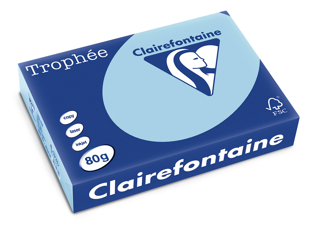 PAPIER CLAIREFONTAINE MULTIFONCTION LASER COULEUR TROPHE A3 80G/M2 BLEU VIF PARFAITE OPACITE PAQUET 500