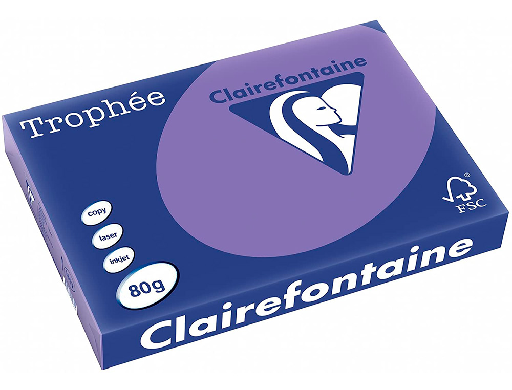 PAPIER CLAIREFONTAINE MULTIFONCTION LASER COULEUR TROPHE A3 80G/M2 VIOLINE PARFAITE OPACITE PAQUET 500