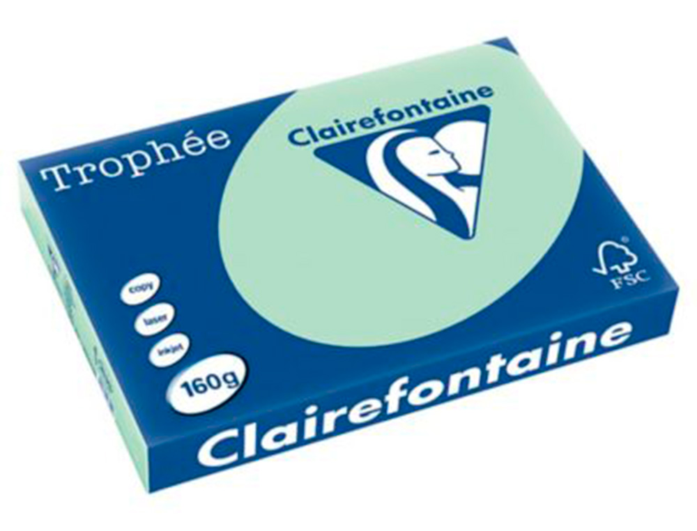 PAPIER CLAIREFONTAINE MULTIFONCTION LASER COULEUR   TROPHE A3 160G VERT PARFAITE  OPACITE PAQUET 250 FEUILLES