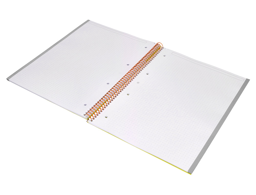 CAHIER SPIRALE ANTARTIK A4 80P 90G COUVERTURE CARTONEE   REGLURE DOT 4 TROUS COLORIS   JAUNE