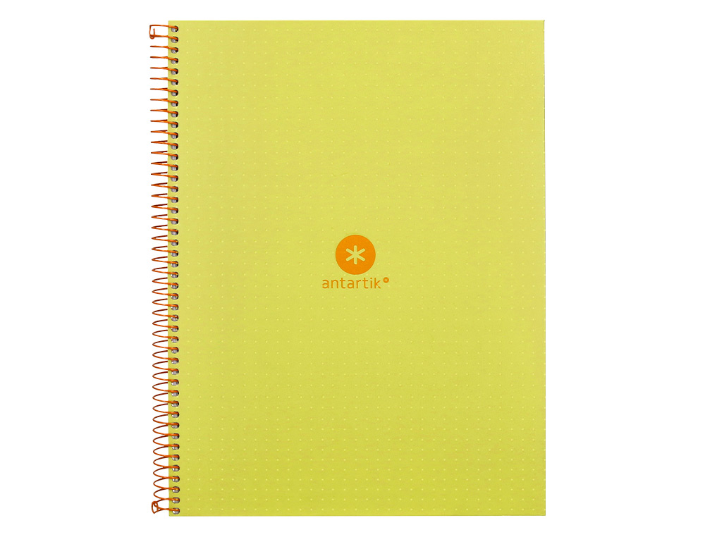 CAHIER SPIRALE ANTARTIK A4 80P 90G COUVERTURE CARTONEE   REGLURE DOT 4 TROUS COLORIS   JAUNE