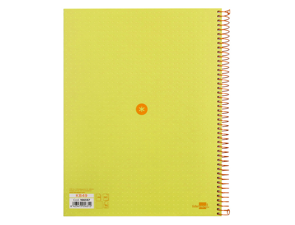CAHIER SPIRALE ANTARTIK A4 80P 90G COUVERTURE CARTONEE   REGLURE DOT 4 TROUS COLORIS   JAUNE