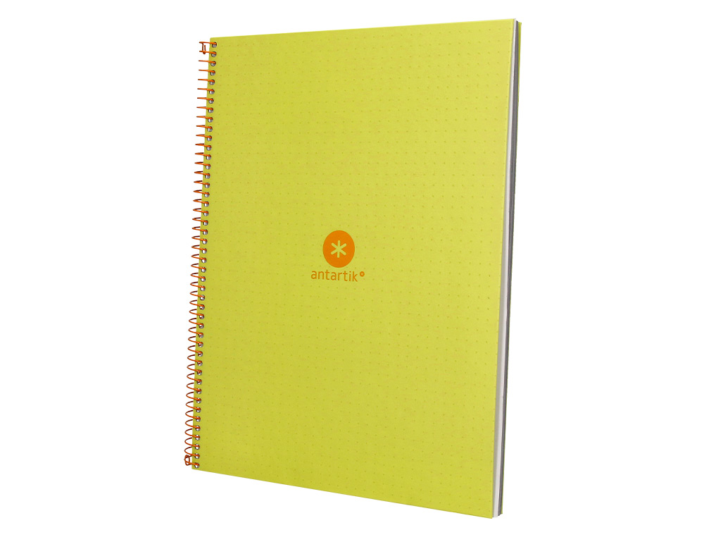 CAHIER SPIRALE ANTARTIK A4 80P 90G COUVERTURE CARTONEE   REGLURE DOT 4 TROUS COLORIS   JAUNE