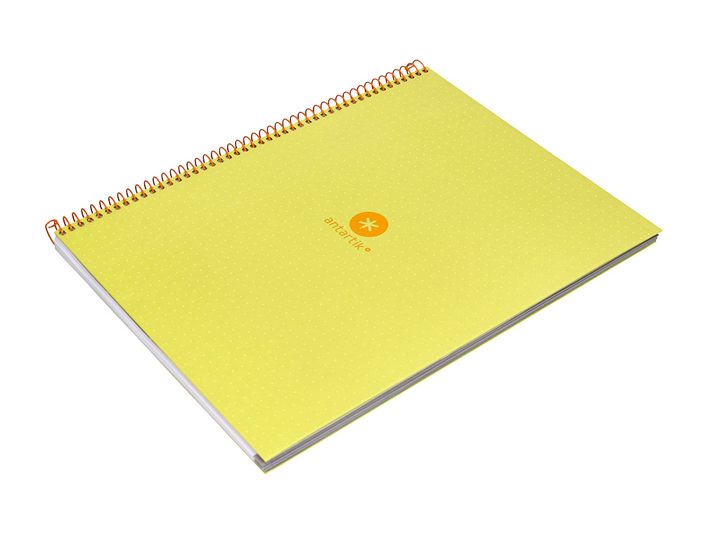 CAHIER SPIRALE ANTARTIK A4 80P 90G COUVERTURE CARTONEE   REGLURE DOT 4 TROUS COLORIS   JAUNE