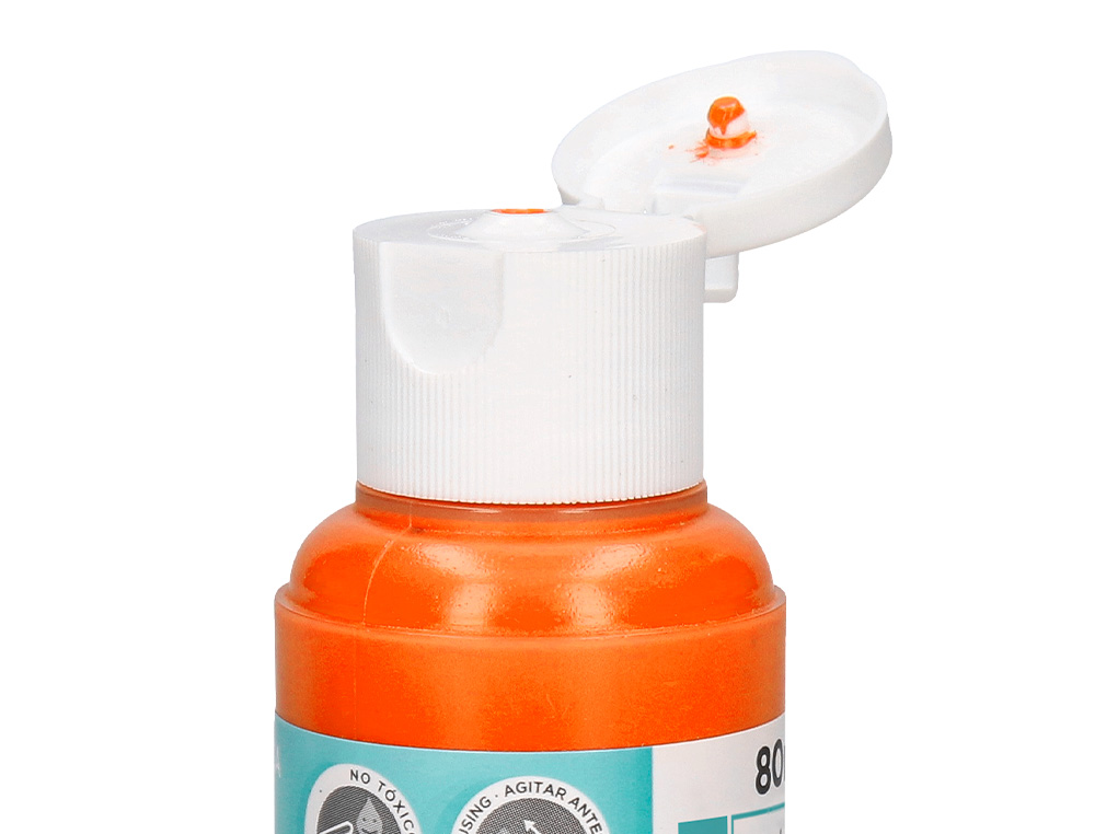 PEINTURE ACRYLIQUE LIDERPAPEL COLORIS ORANGE BOUTEILLE 80ML