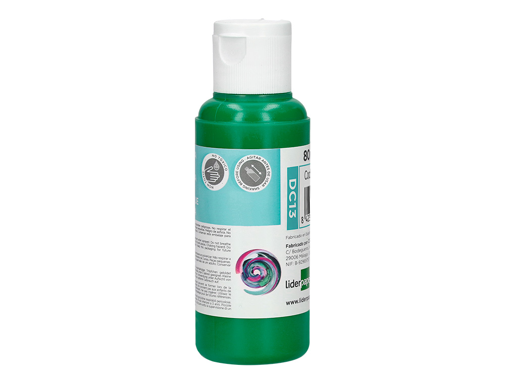 PEINTURE ACRYLIQUE LIDERPAPEL COLORIS VERT FONCE BOUTEILLE  80ML