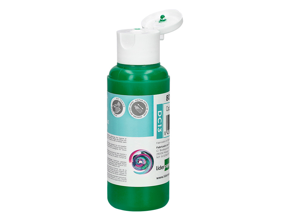 PEINTURE ACRYLIQUE LIDERPAPEL COLORIS VERT FONCE BOUTEILLE  80ML