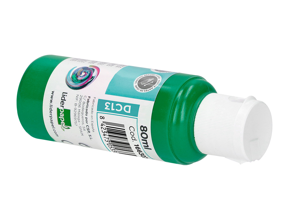 PEINTURE ACRYLIQUE LIDERPAPEL COLORIS VERT FONCE BOUTEILLE  80ML