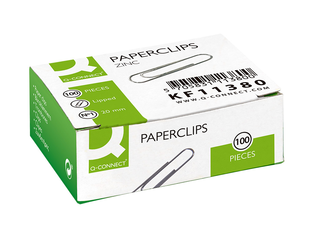 TROMBONE LIDERPAPEL ZINC N 1 BOUT ROND 20MM BOITE 100 UNITES