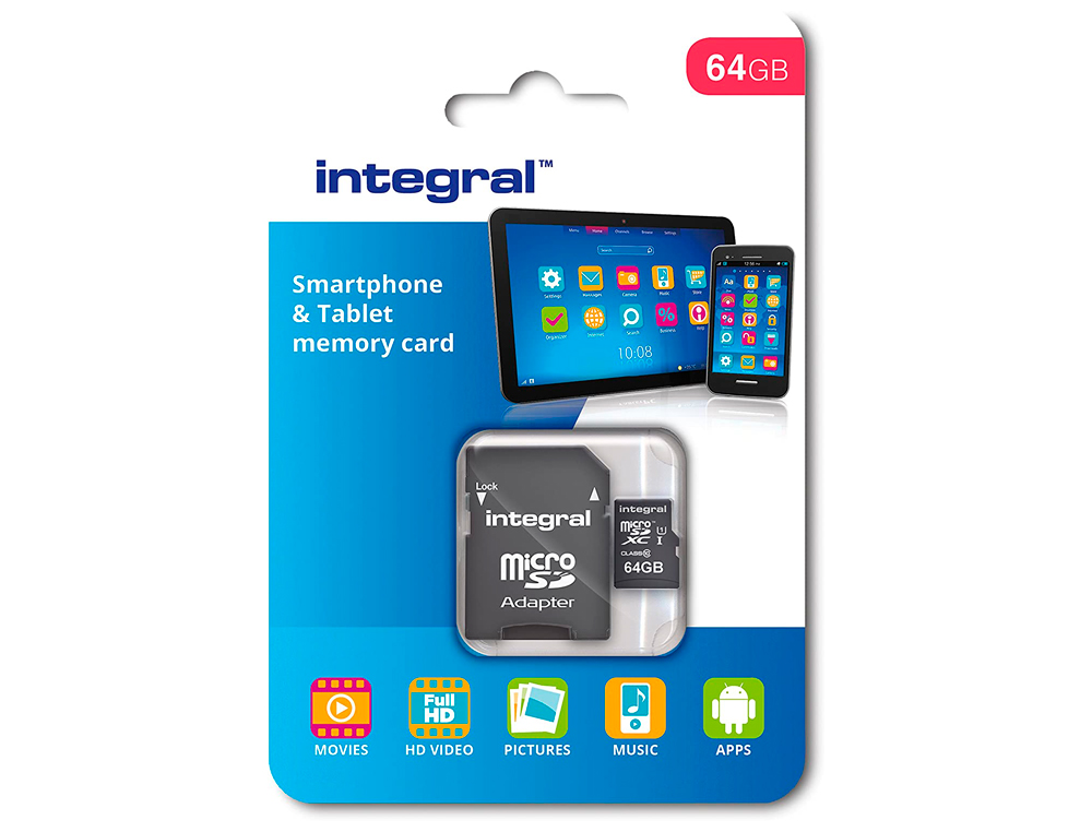 CARTE MICRO INTÉGRAL SDXC CAPACITÉ 64GB LECTEUR CARTES OTG VITESSE TRANSFERT 90MB/S SPÉCIALE SMARTPHONES TABLETTES