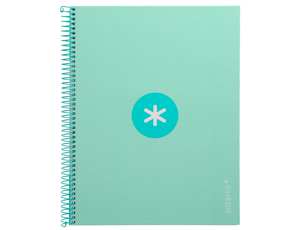 CAHIER SPIRALE ANTARTIK A4 160P 90G COUVERTURE REMBORDEE 5X5MM 4 TROUS 1 BANDE COLORIS MENTHE