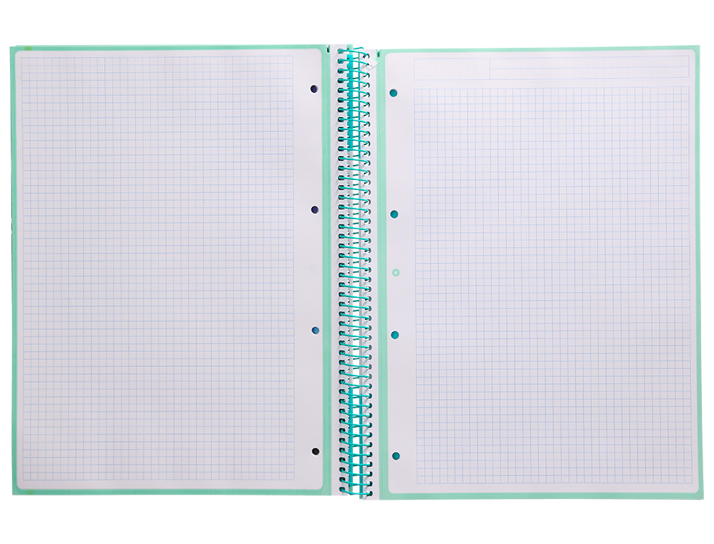 CAHIER SPIRALE ANTARTIK A4 160P 90G COUVERTURE REMBORDEE 5X5MM 4 TROUS 1 BANDE COLORIS MENTHE