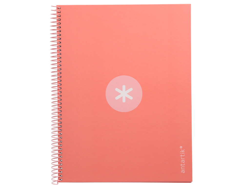 CAHIER SPIRALE ANTARTIK A4 160P 90G COUVERTURE REMBORDEE 5X5MM 4 TROUS 1 BANDE COLORIS ROSE
