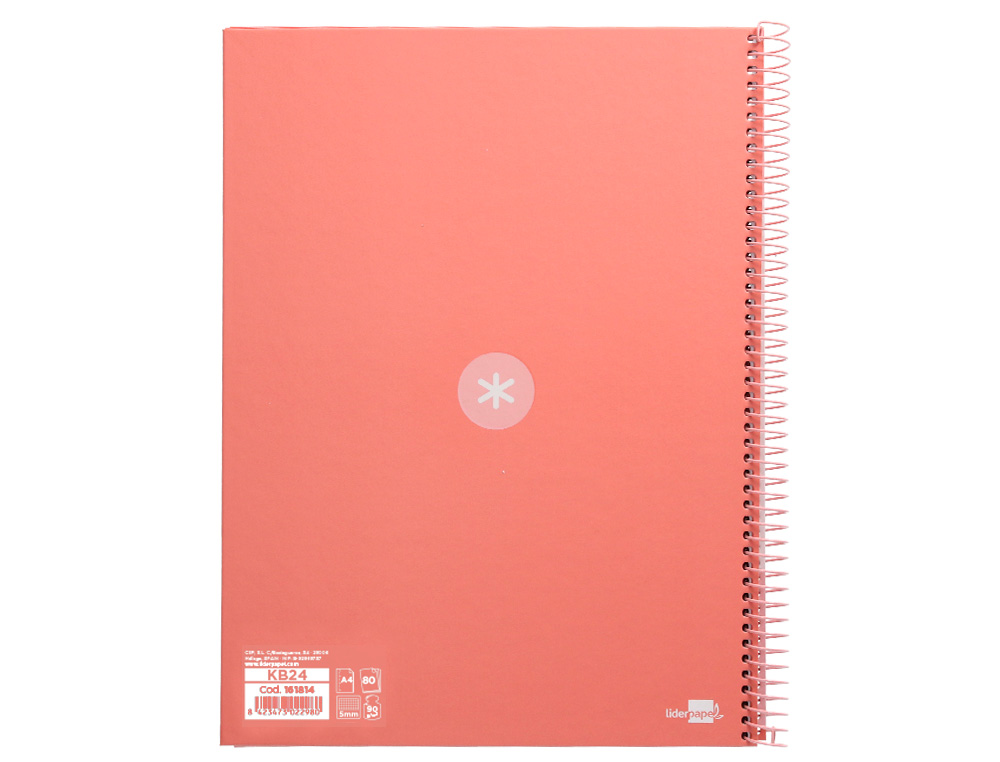 CAHIER SPIRALE ANTARTIK A4 160P 90G COUVERTURE REMBORDEE 5X5MM 4 TROUS 1 BANDE COLORIS ROSE