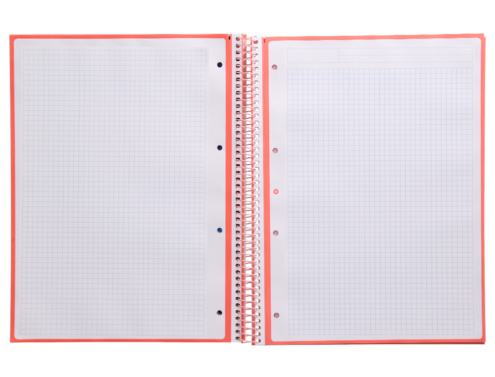 CAHIER SPIRALE ANTARTIK A4 160P 90G COUVERTURE REMBORDEE 5X5MM 4 TROUS 1 BANDE COLORIS ROSE