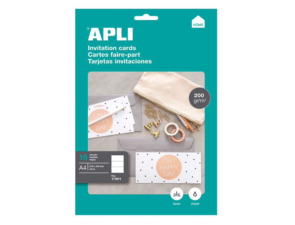 CARTES FAIRE-PART APLI 210X99MM 200G 15 FEUILLES A4  DE 3 CARTES PACK DE 45 CARTES