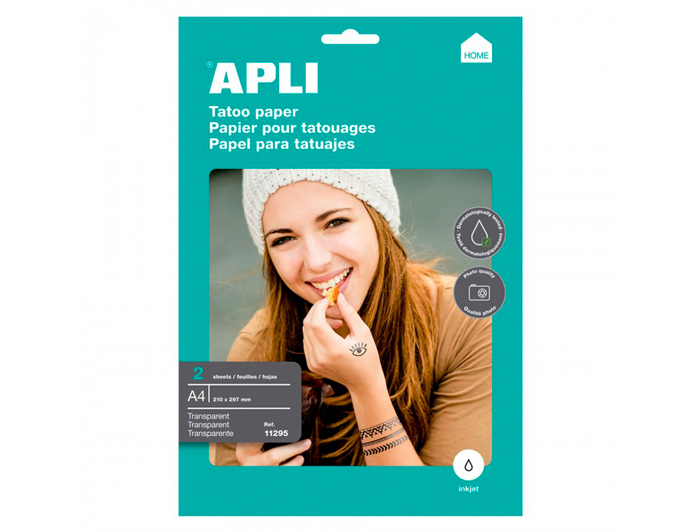 FEUILLES PAPIER APLI A4 PAPIER POUR TATOUAGE JET D'ENCRE. PACK DE 2