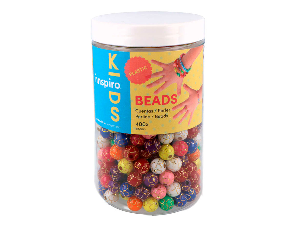 PERLE EN PLASTIQUE RONDE MULTICOLORE ORIENTALE DECOR DORE DIAMETRE 10MM BOCAL DE 400U