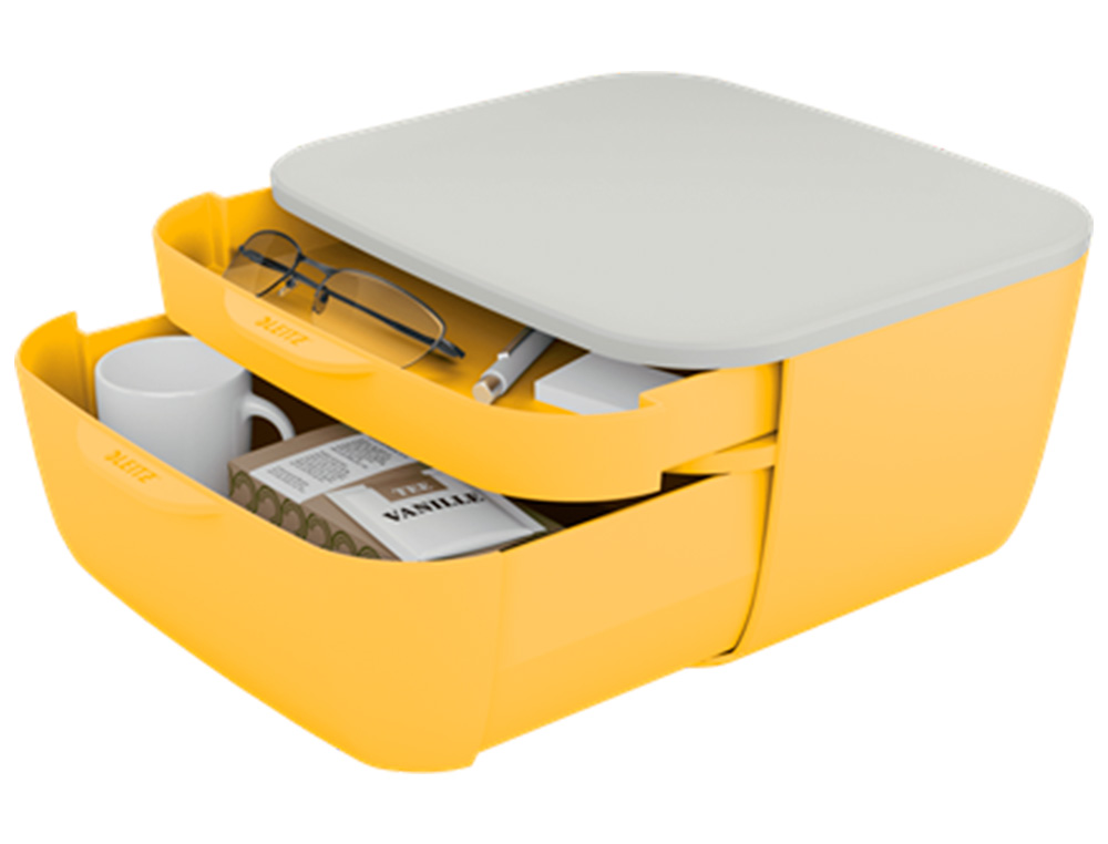 BLOC DE CLASSEMENT LEITZ COSY POLYSTYRENE. COLORIS JAUNE. DIMENSIONS: 251 X 143 X 275MM