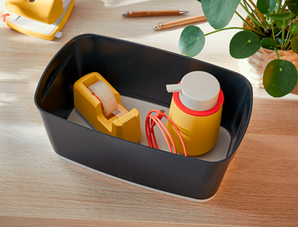 BOITE DE RANGEMENT LEITZ COSY MY BOX PETIT FORMAT AVEC      COUVERCLE  COLORIS GRIS