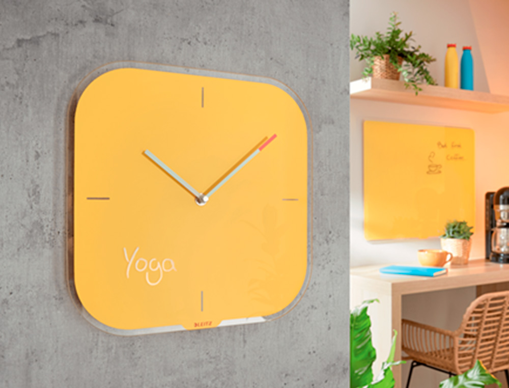 PENDULE LEITZ COSY HORLOGE MURAL ANALOGIQUE COLORIS JAUNE