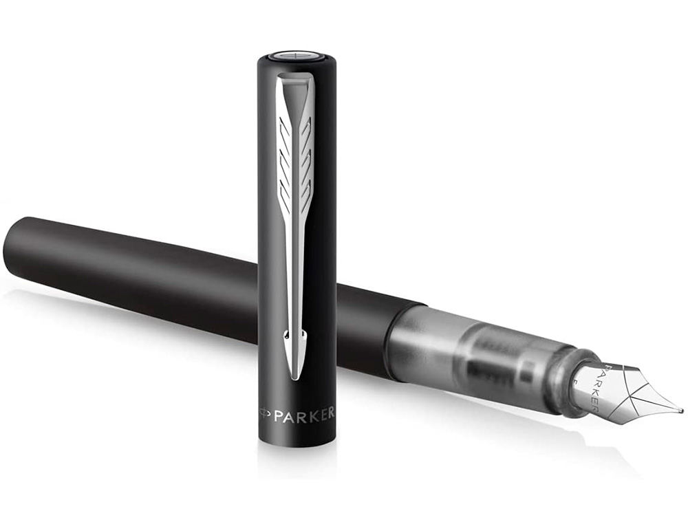 STYLO-PLUME PARKER VECTOR XL METALLIQUE POINTE MOYENNE     NOIR COFFRET CADEAU