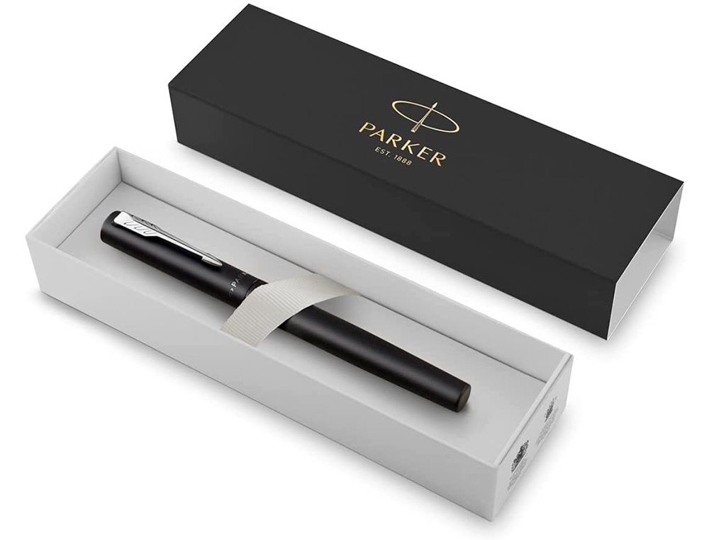 STYLO-PLUME PARKER VECTOR XL METALLIQUE POINTE MOYENNE     NOIR COFFRET CADEAU