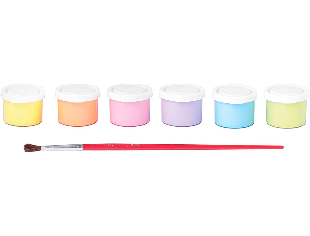 GOUACHE SCOLAIRE JOVI A BASE D'EAU COULEUR PASTEL 6 POTS   DE 35 ML + PINCEAU