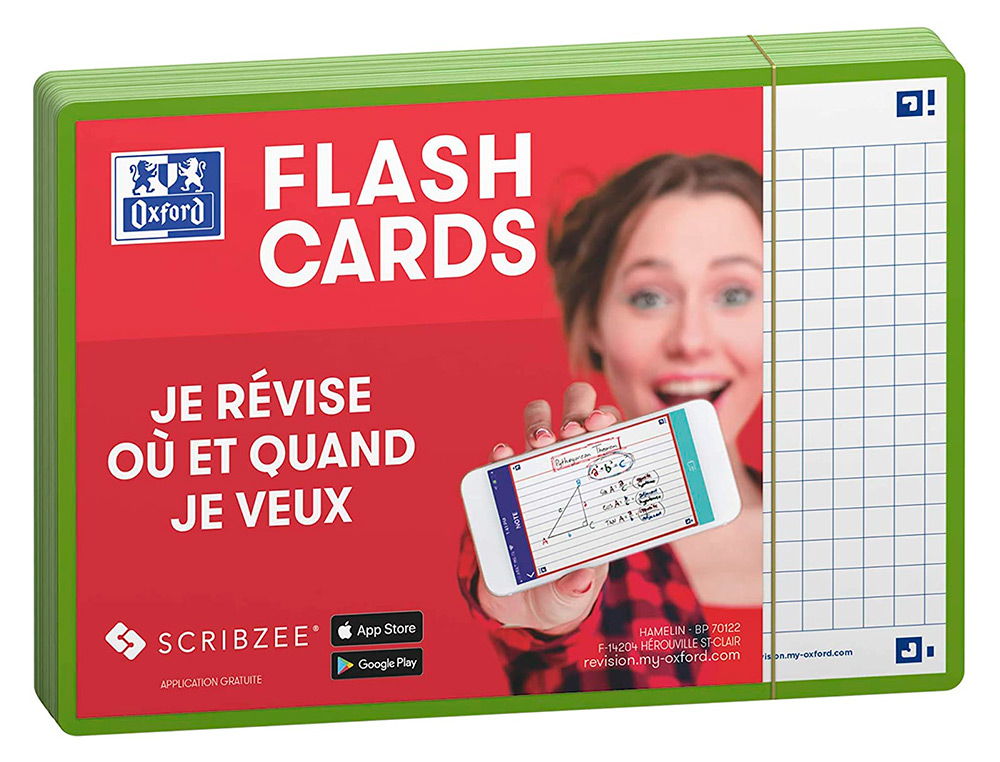 FICHES BRISTOL OXFORD REVISION 2.0 A6 NON PERFOREE 32 FICHES /FILM Q5X5 CADRE VERT