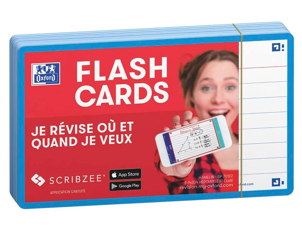 FICHES BRISTOL OXFORD FLASH 2.0 75X125MM 32 FICHES/FILM   L7MM CADRE TURQUOISE