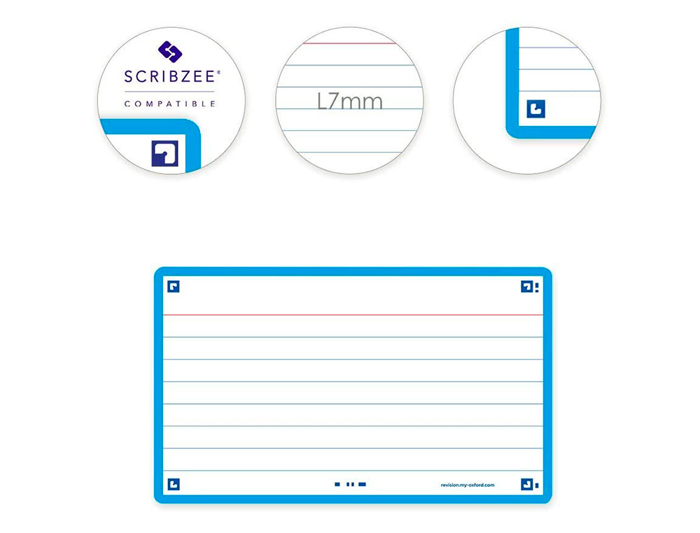 FICHES BRISTOL OXFORD FLASH 2.0 75X125MM 32 FICHES/FILM   L7MM CADRE TURQUOISE