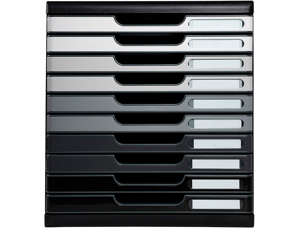 MODULE EXACOMPTA 10 TIROIRS CERTIFIES ANGE BLEU   NOIR NUANCES DE GRIS GLOSSY