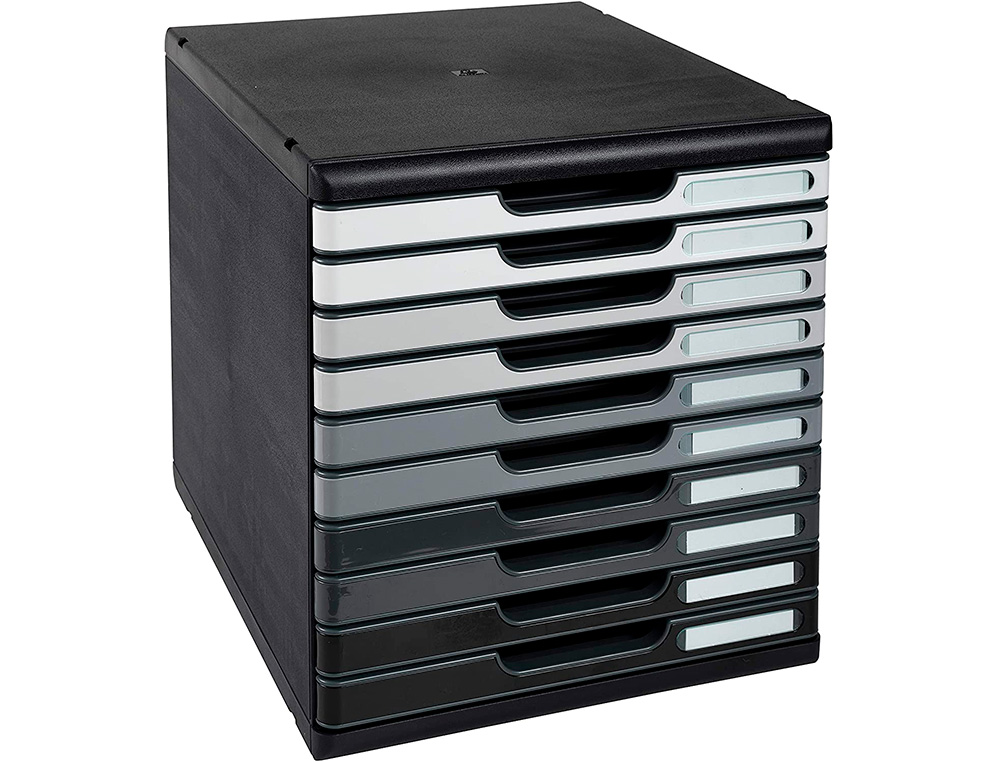 MODULE EXACOMPTA 10 TIROIRS CERTIFIES ANGE BLEU   NOIR NUANCES DE GRIS GLOSSY