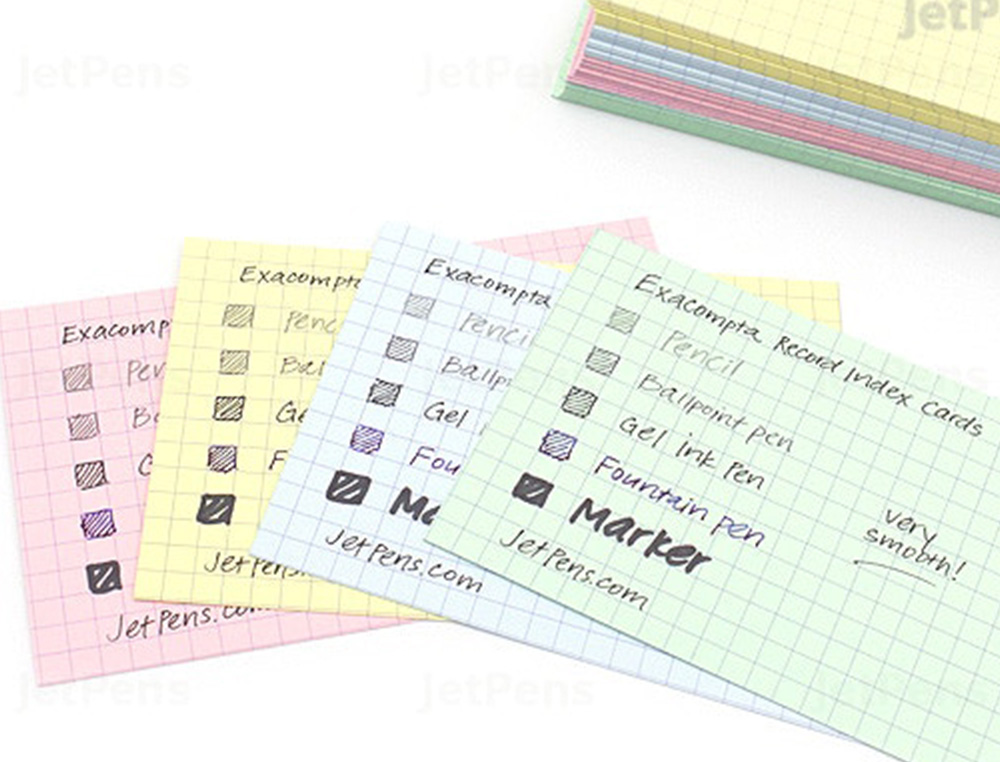 ETUI 100 FICHES EXACOMPTA BRISTOL QUADRILLEE 5X5 NON PERFOREE ASSORTIS 125X200MM