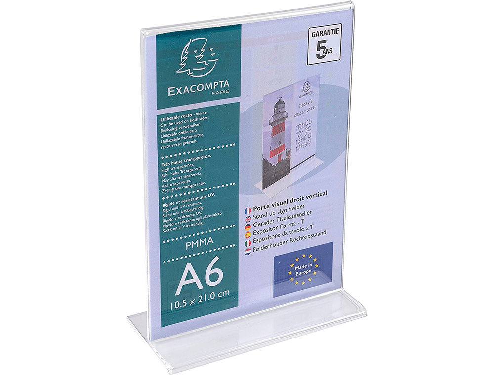 PORTE VISUEL EXACOMPTA A6 DROIT VERTICAL CRISTAL