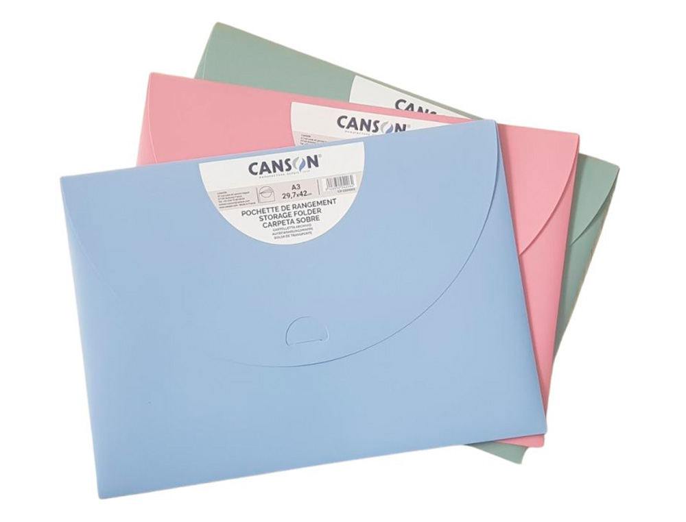 POCHETTE DE RANGEMENT CANSON 34X47CM 500 - X3 COULEURS    PASTEL ASSORTIES NEW