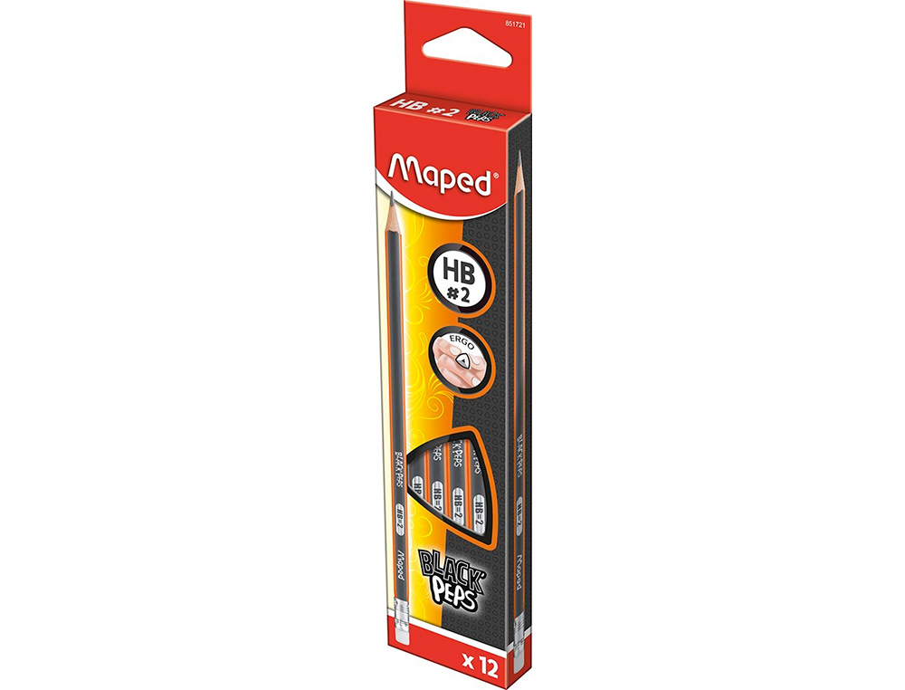CRAYONS GRAPHITE BLACK'PEPS HB AVEC GOMME - BOIS CERTIFI  FSC