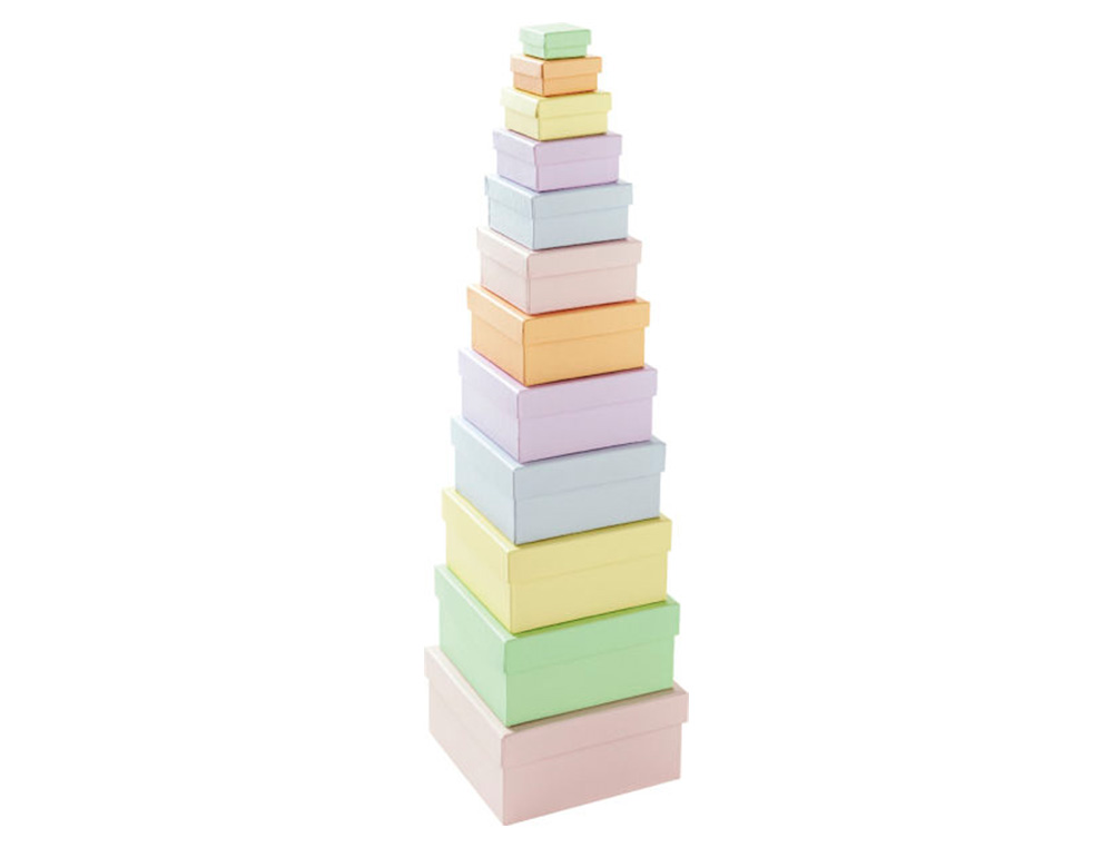 BOITE EN CARTON CARREES 12 PIECES COLORIS PASTEL         ASSORTIS
