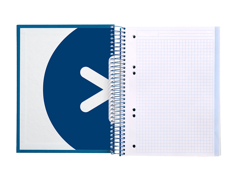 CAHIER SPIRALE ANTARTIK A5 14,8X21CM 240P 90G/M2 5X5MM 6 TROUS COIL-LOCK COLORIS BLEU  MARINE