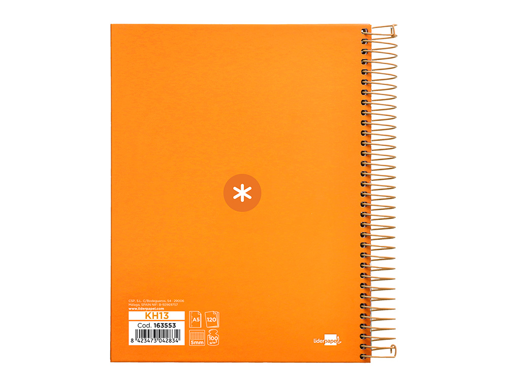 CAHIER SPIRALE ANTARTIK A5 14,8X21CM 240P 90G/M2 5X5MM 6 TROUS COIL-LOCK COLORIS JAUNE