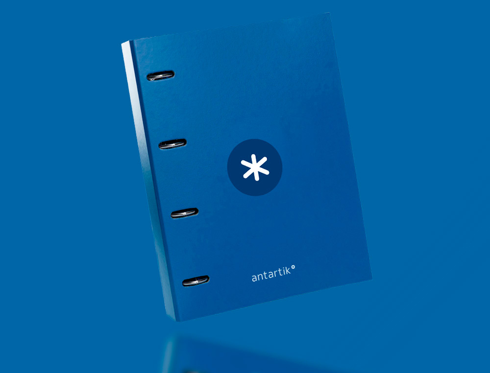 CLASSEUR ANTARTIK 4 ANNEAUX RONDS 25MM A4 CARTON REMBORDE FEUILLETS MOBILES 5X5 BLEU    MARINE