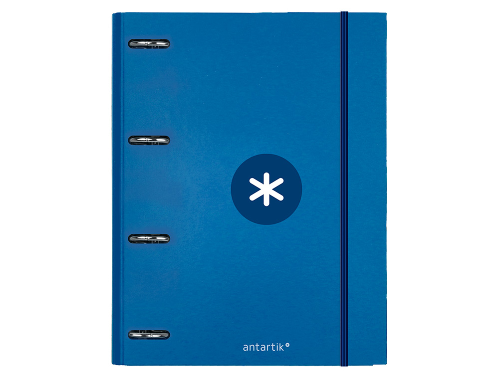 CLASSEUR ANTARTIK 4 ANNEAUX RONDS 25MM A4 CARTON REMBORDE FEUILLETS MOBILES 5X5 BLEU    MARINE